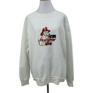 Vintage Chief Future Firefighter Sweatshirt Women's Size 2X White Royal Prints